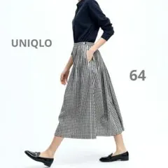【未使用】ユニクロ イネス コットンツイル ギャザースカート 64 ギンガム