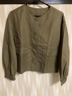 レディース　ジャケット　ノーカラー　Lサイズ