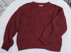 しまむら ニット 赤 ボルドー 冬