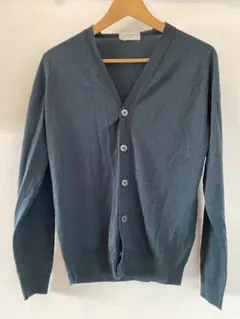 ジョンスメドレー メランジェダークグリーン メリノウールカーディガン S