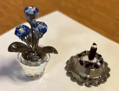 スワロフスキー置物　birthdayケーキ&忘れな草