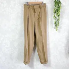 【a.v.v 】タックパンツ L ベージュ シルエット 綿混 スラックス風
