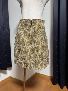 LOUIS VUITTON スカート ジャガード織 ラメ 紐ロゴ刻印 ボタニカル
