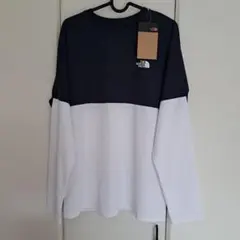 THE NORTH FACE 長袖Tシャツ ネイビー/ホワイト