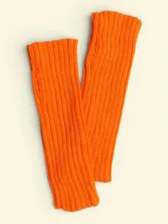 3coins オレンジ リブ編み アームウォーマー