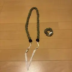 フラダンス用　深緑色ビーズ ネックレスとブレスレットセット