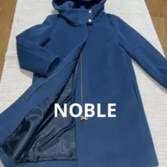 人気！NOBLE ネイビー フード付き　ウール90%コート38（Ｍサイズ）