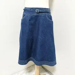 ギャラリービスコンティ デニムタイトスカート ひざ丈 ベルト付き ストレッチ 2