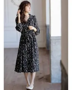 INGNI 花柄ブラックシャツワンピース