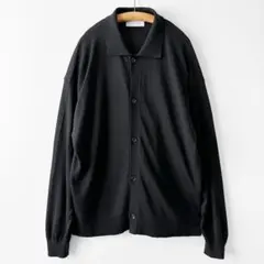 美品 アダムエロぺ アセテートコットン衿付きオーバーカーディガン ゆったり 黒のサムネイル