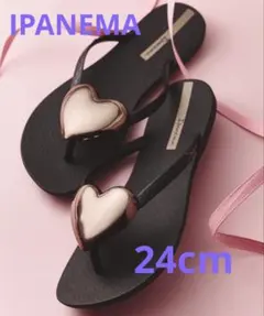 美品★IPANEMAビーチサンダル ハートモチーフ ブラック　36 24cmのサムネイル