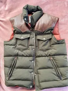 penfield 本革Xダウンベスト カーキ XS 身幅110cm