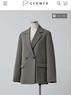 Crewre クルーレ ダブルテーラードジャケット Olive brown crewre online shop / ダブルブレストツイルジャケット