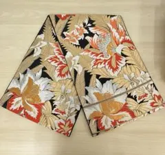 美品！　名古屋帯　西陣織物　豪華な花柄と金色刺繍