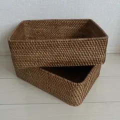 ブラウンの長方形バスケット　2個セット