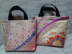 ハンドメイド帯リメイクバックトートバッグ2点No.16
