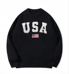 USAロゴ ブラックセーター　USED