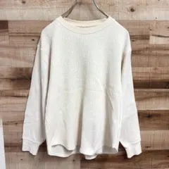 UNIQLOワッフルクルーネックT サーマルカットソー 長袖 アイボリー S 春