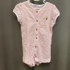 familiar 赤と白ストライプロンパース 70cm