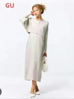 GU 2ピースカーディガンセットワンピース 　L