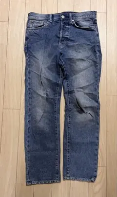 ダークブルー ストレートデニムパンツ