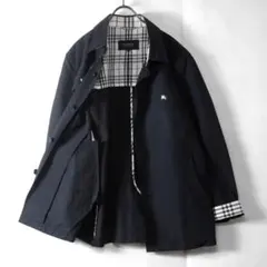 バーバリーブラックレーベル / ハリントン L 黒 胸ロゴ ノバチェック