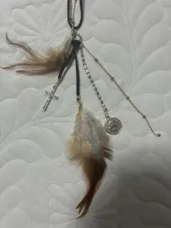 フェザー クロス コイン ロングネックレス