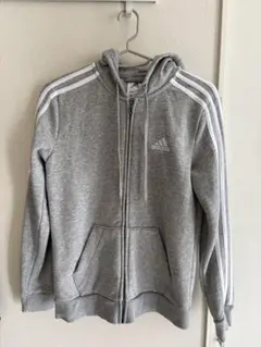 adidas フルジップ パーカー グレー