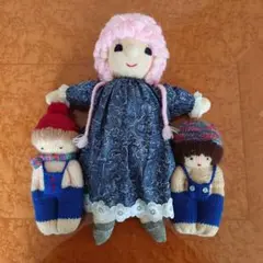 ハンドメイド 手芸品 ぬいぐるみ あみぐるみ 女の子 男女ペア 3体まとめ売り