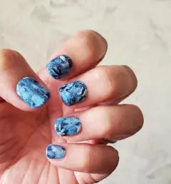青系マーブルネイルチップ 10個セット