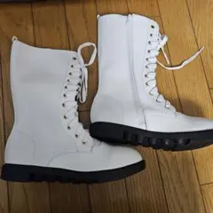 ホワイト レースアップブーツ 39サイズ