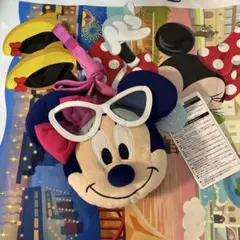 ディズニー　ミニーマウス 顔型ポーチ サングラス付き