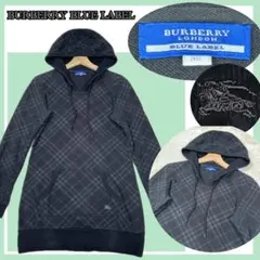 美品✨バーバリーブルーレーベル シャドーチェック柄パーカーワンピース チュニック