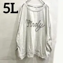 美品✨️noannu ノアンヌ リボンロゴ スウェット トレーナー 【5L】グレー