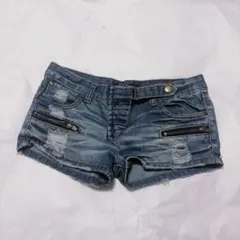 平成ギャル　Y2K ワークデニムショートパンツ フリルデザイン