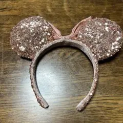 ミッキー耳カチューシャ スパンコール ピンク