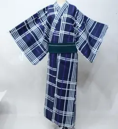アンティーク着物☆銘仙☆単衣夏着物☆正絹☆縦縞 青 紫☆大正ロマン
