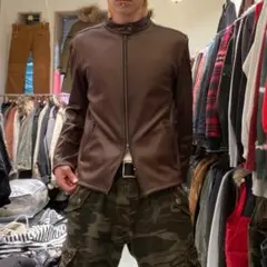 ネックベルト ギミック y2k ダブルジップ シングルライダースジャケット