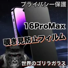 プライバシー保護！【iPhone16ProMax】覗き見防止ゴリラガラスフィルム