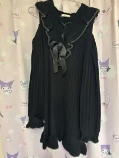 ブラックニット 3L フリル 夢展望のサムネイル