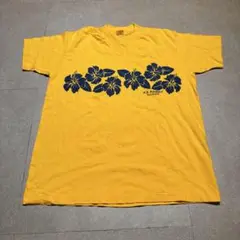 A’s rabbit 半袖　tシャツ　黄色　ハイビスカス　シングルステッチ