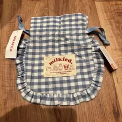 ミルクフェド×サンリオ いちご新聞50周年記念 コラボポーチ ギンガムチェック