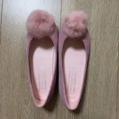 ファー付きピンクバレエシューズ　キッズ　30インチ19.5〜20センチ