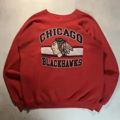 80s〜 フルーツオブザルーム スウェット シカゴブラックホークス ラグランのサムネイル