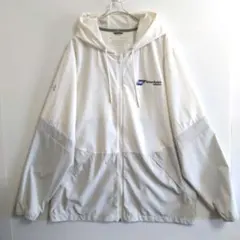 434　UNDER ARMOR　薄手トラックパーカ　XL　乳白　灰　US古着