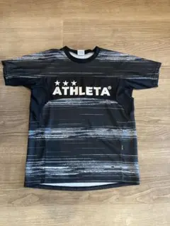 ATHLETA ストライプ柄 半袖シャツ M ブラック