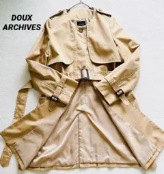 美品☆DOUX ARCHIVES ノーカラートレンチコート　ベージュ 38