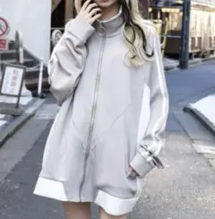 レフレム　切り替えハイネックトラックジャケット　グレー