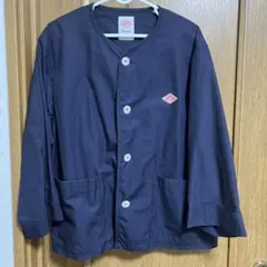 DANTON ノーカラージャケット コットン　ネイビー　サイズ36