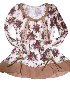 00s y2k axes femme フ 森ガール　薔薇　長袖チュニック　姫系